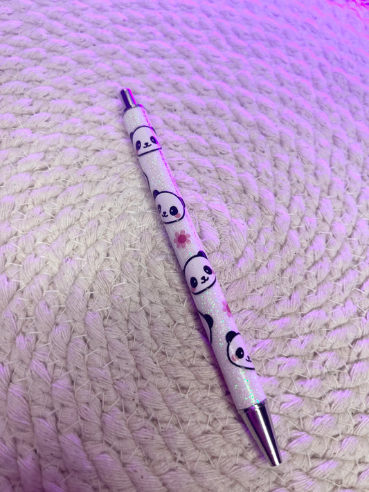 Glitter Panda daisies ink pen
