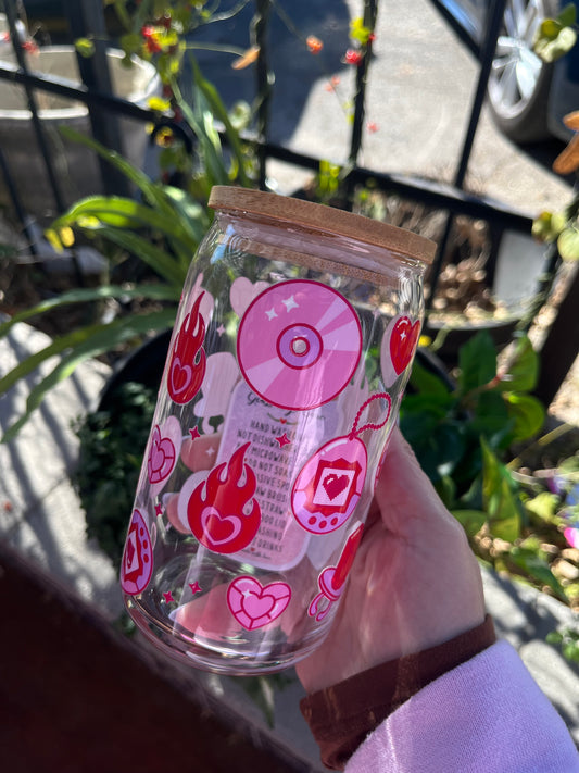 ￼ 90’s Nostalgia Valentine’s Day glass cup ￼￼