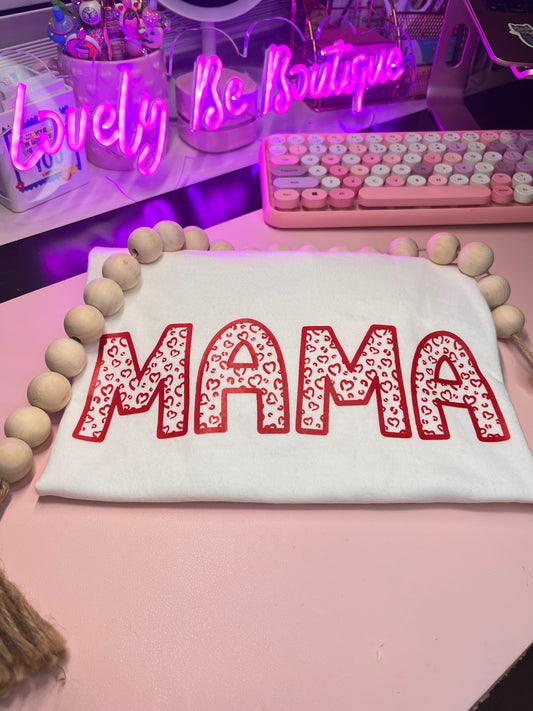 Mama red hearts t-shirt