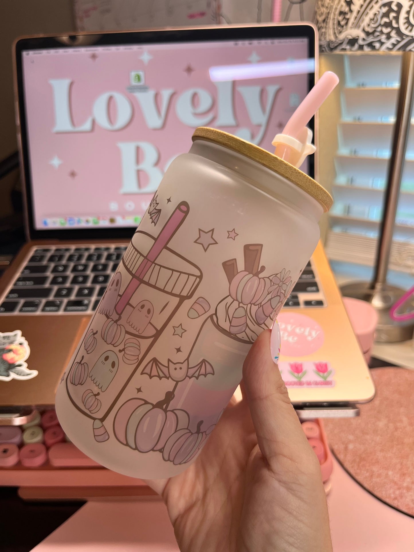 Spooky lattes glass cup