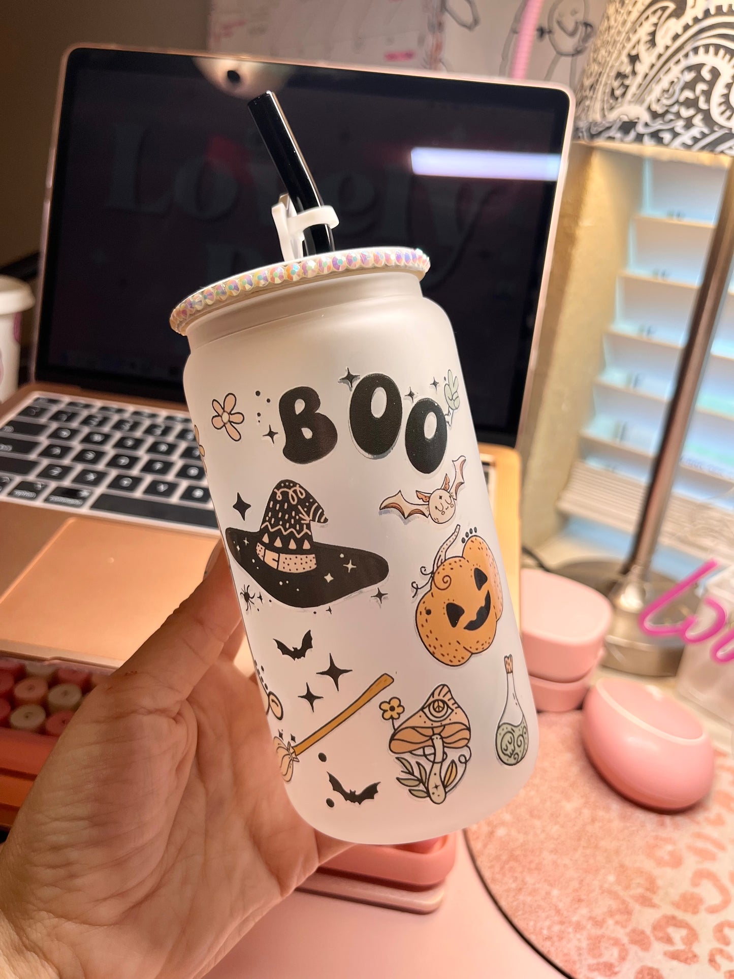 Hippie Ghost glass cup