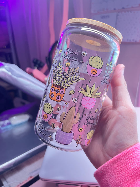 Plant Mama glass cup