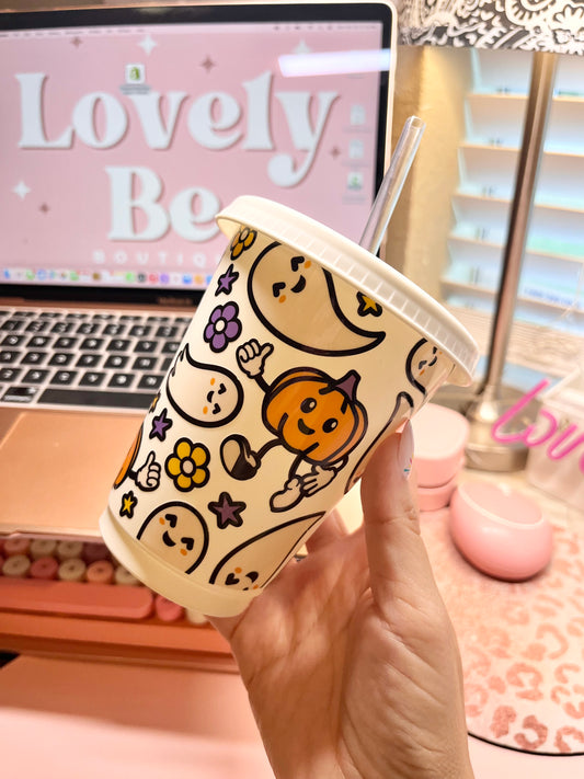 Pumpkins & ghost oh my! Plastic cup.