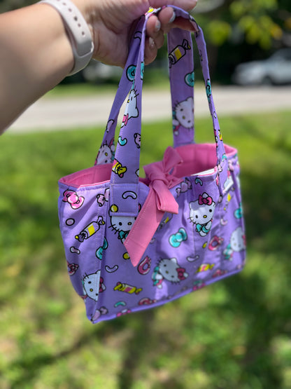 Mini purple kitty tote