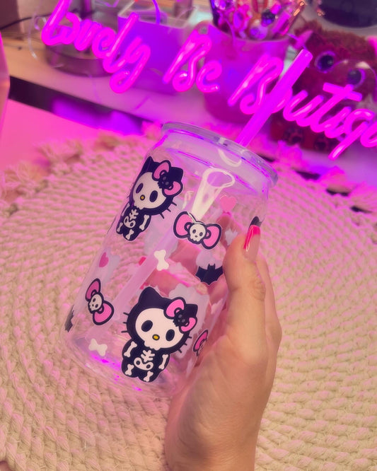 Kitty Skeletons plastic cup