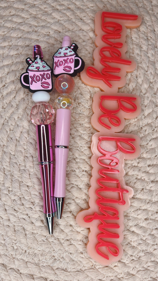 XOXO latte beaded pen