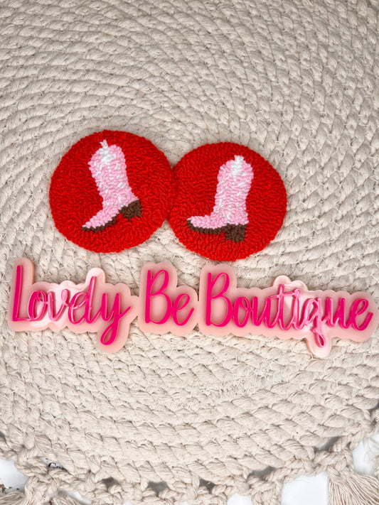 Pink boots car coasters