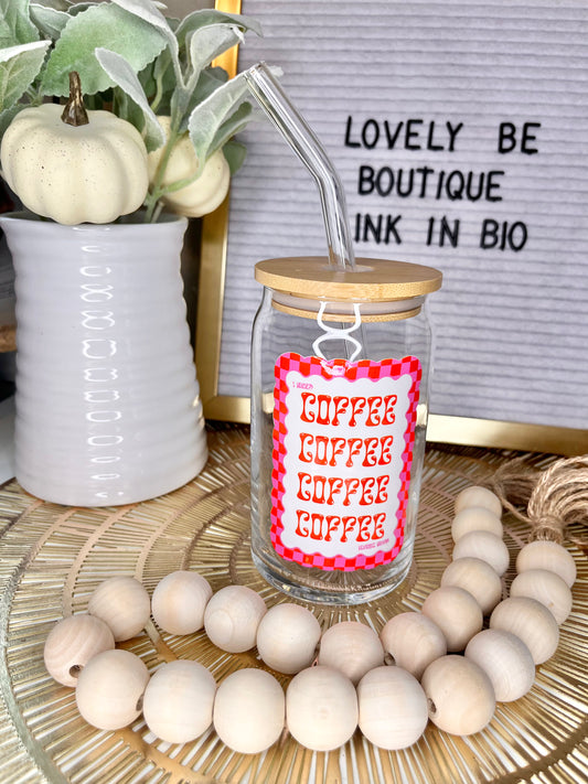 I need Coffee glass cup (pink & red)