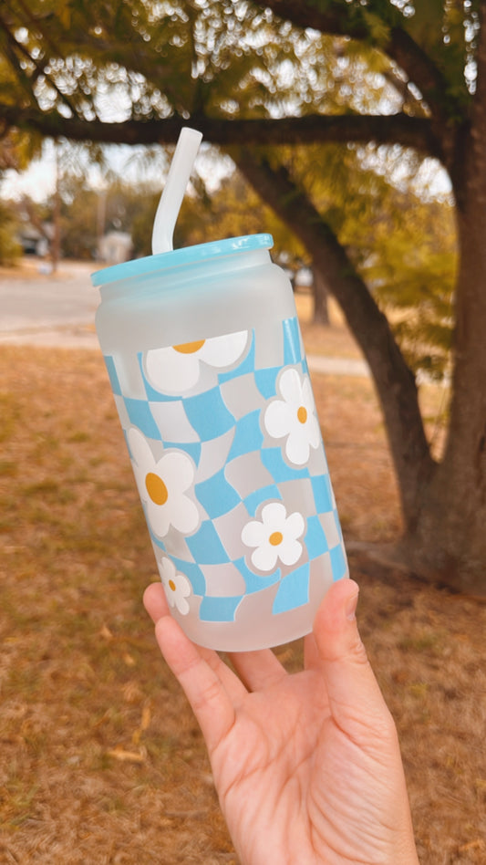 Blue Checkered daisy cup bundle