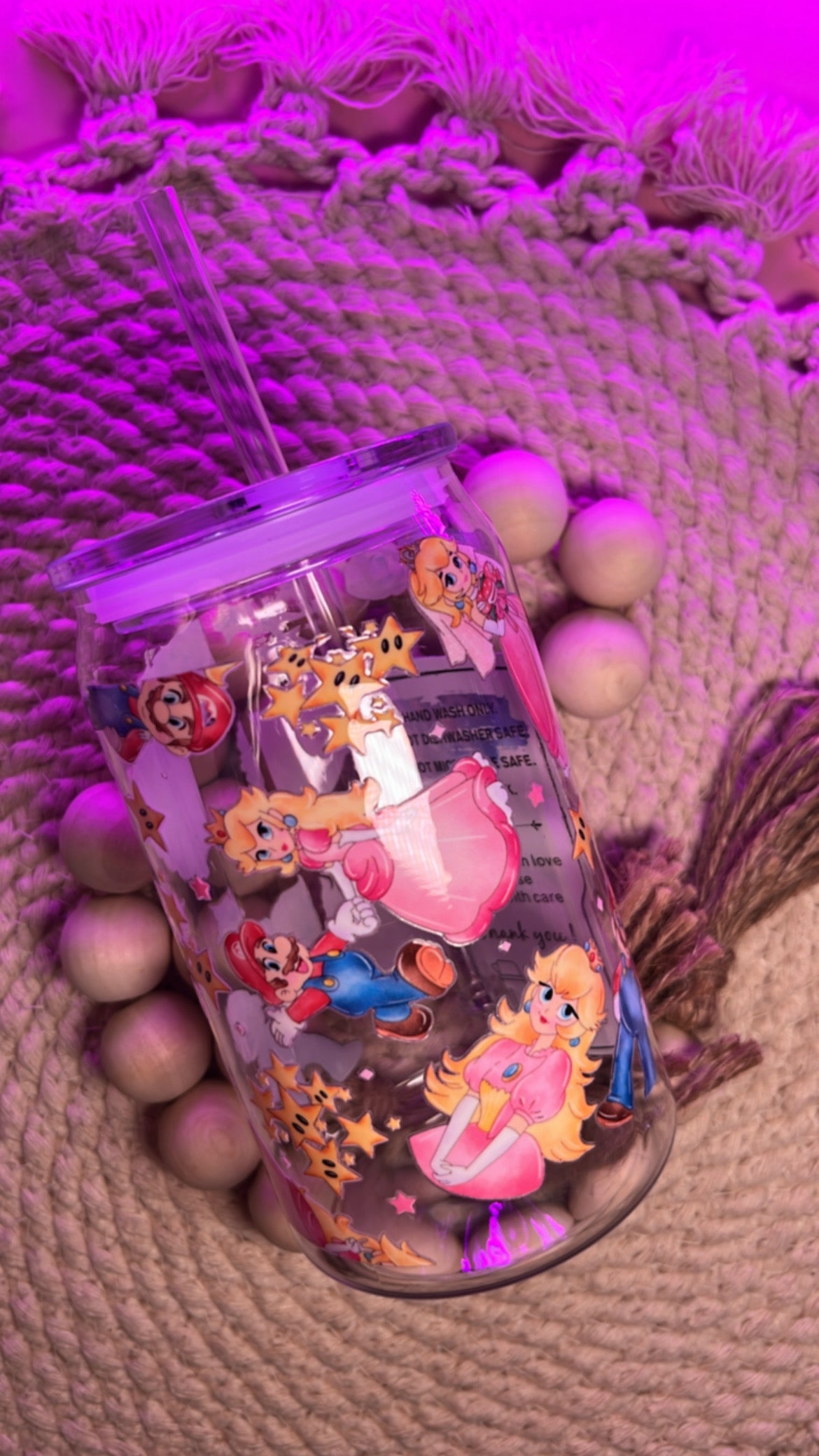 Mario & Princess acrylic cup/ OOPSIE CUP!