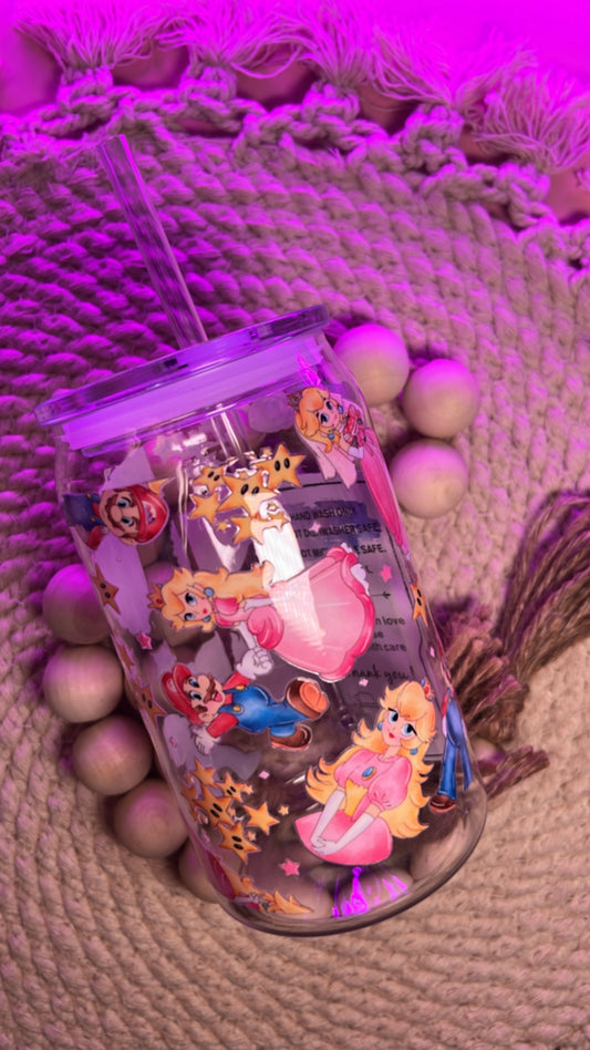 Mario & Princess acrylic cup/ OOPSIE CUP!