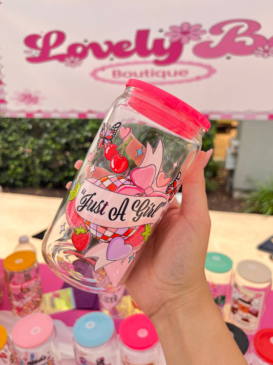 Just a girl glass cup