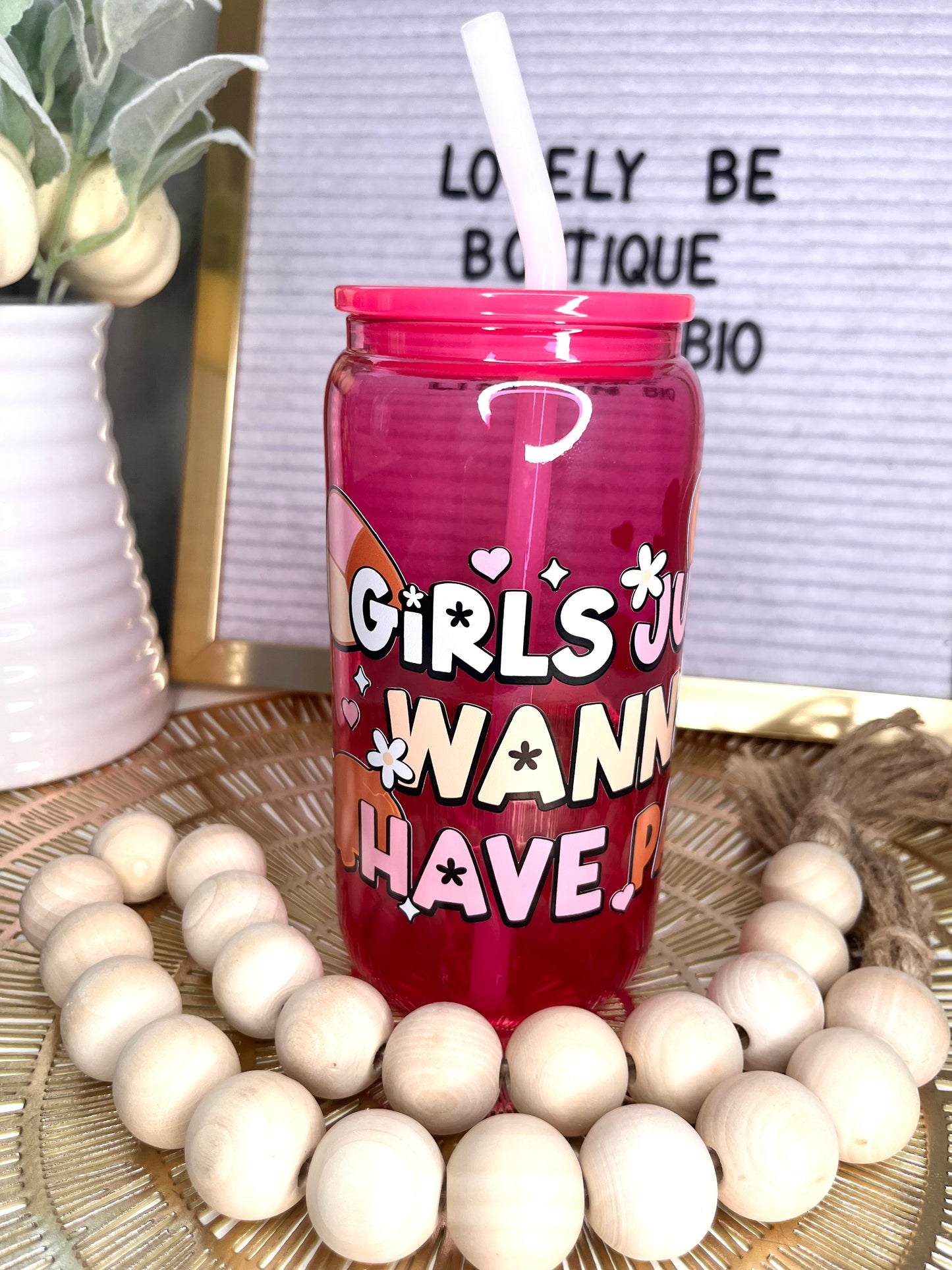 Girls Just want to have Pan glass cup Bundle
