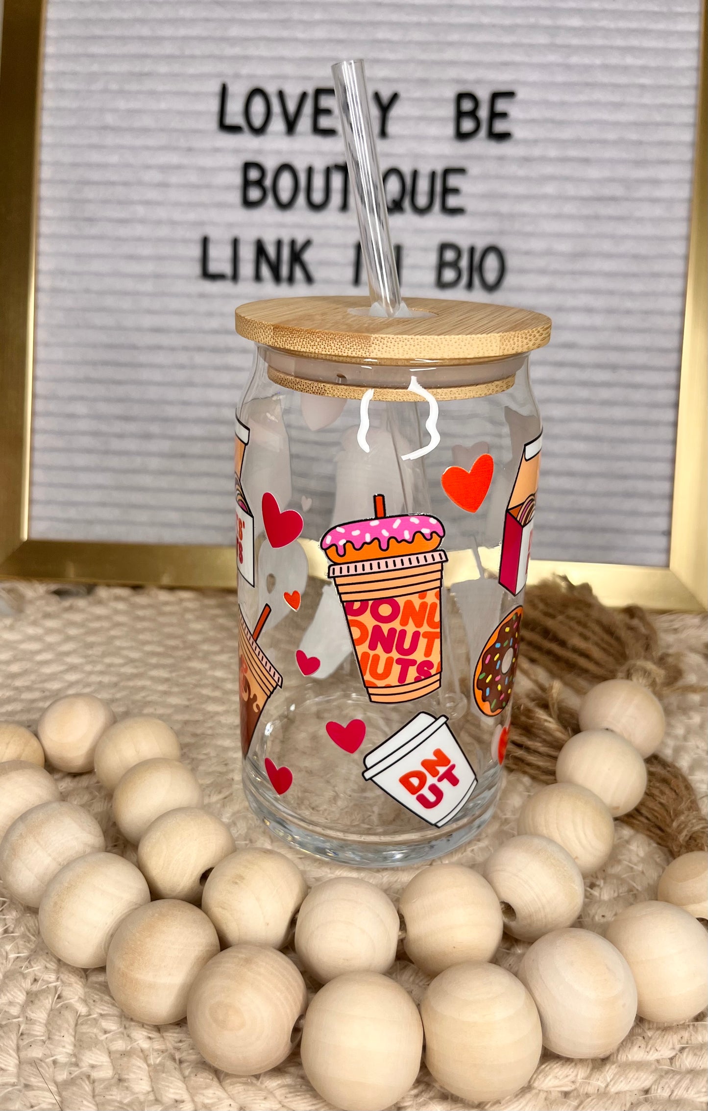 I heart donuts glass cup