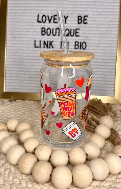 I heart donuts glass cup