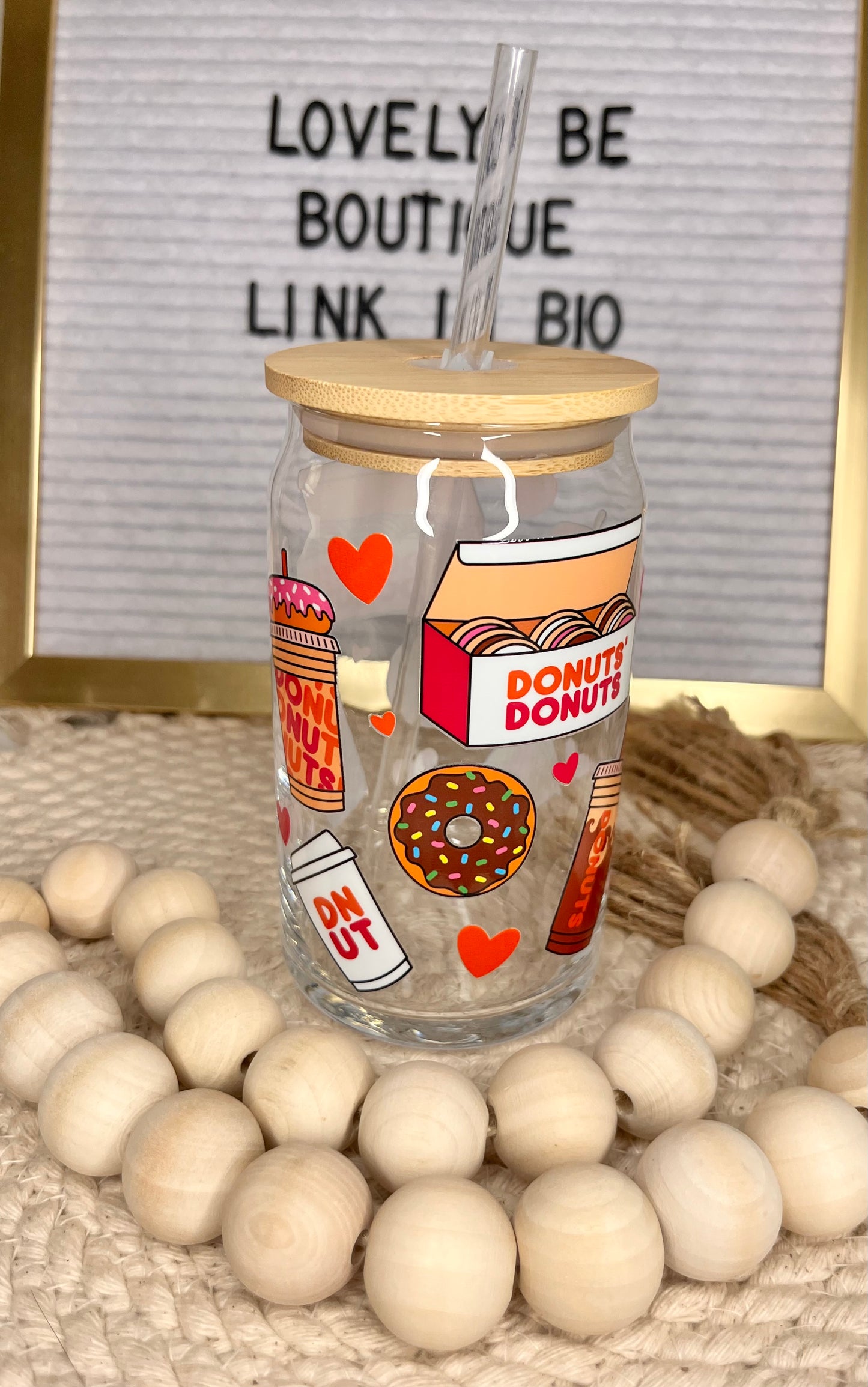 I heart donuts glass cup