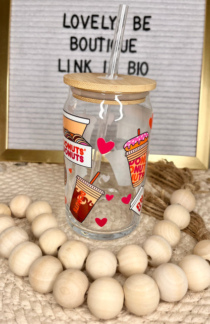 I heart donuts glass cup