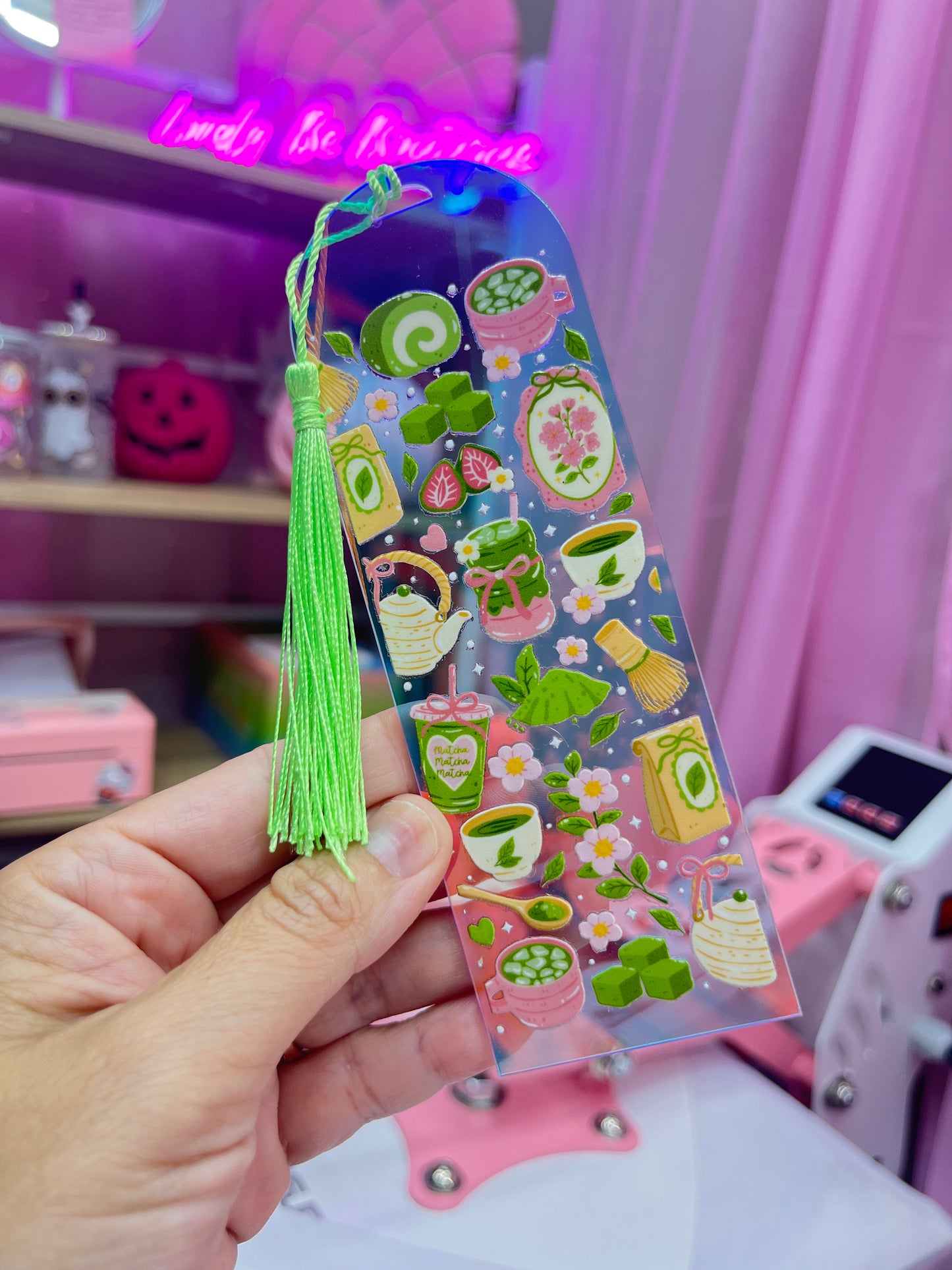Iridescent Matcha lovers bookmark