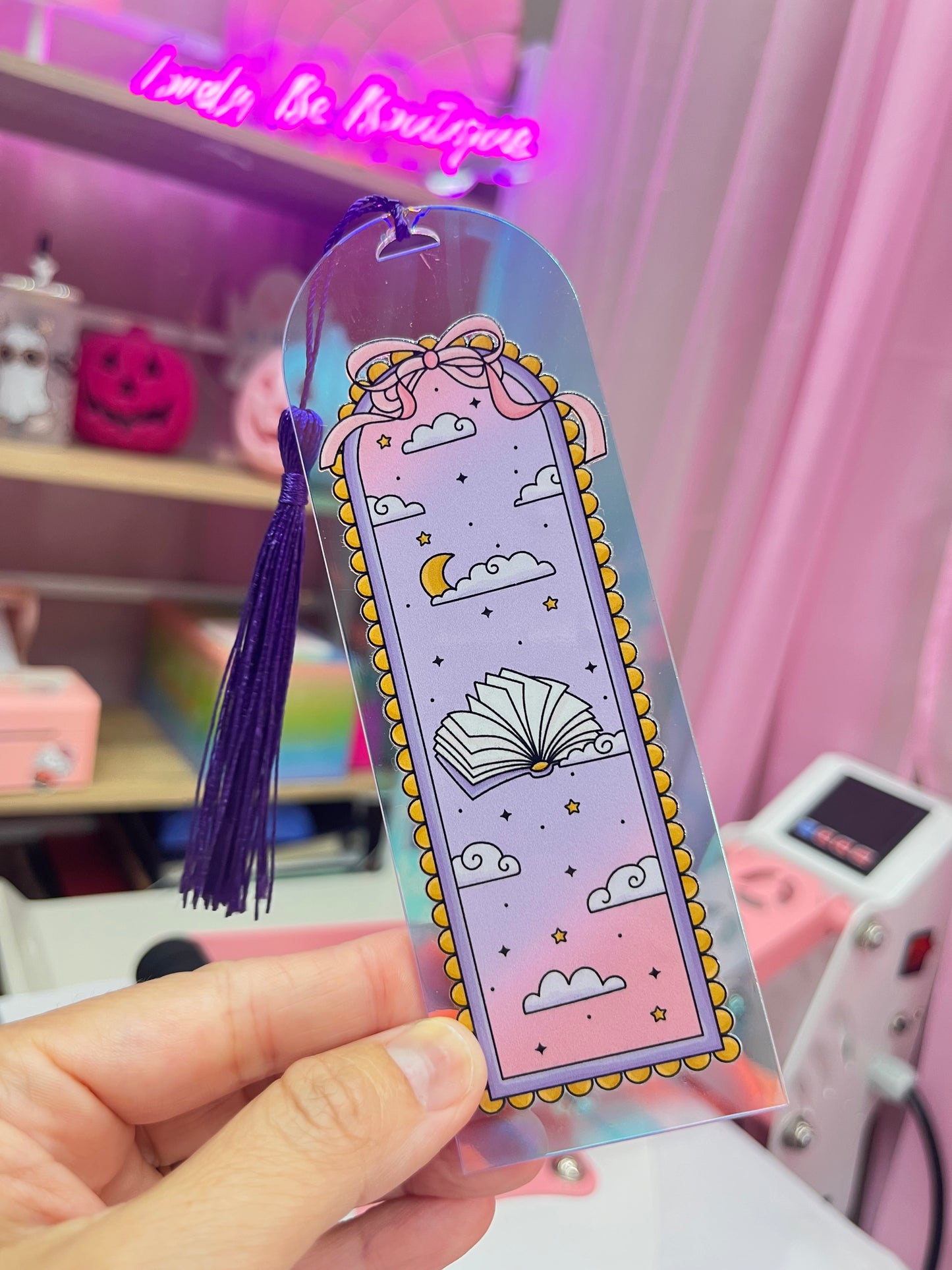 Iridescent Late Night Reader bookmark PURPLE TASSEL