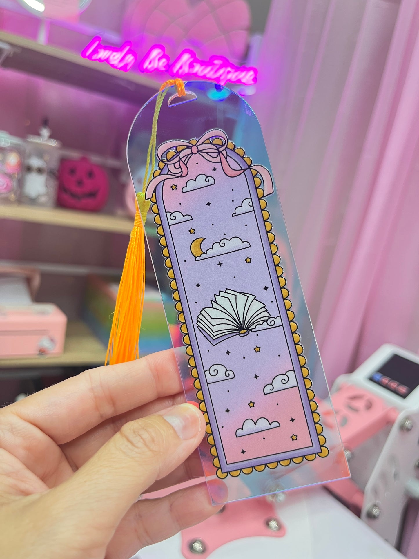 Iridescent Late Night Reader bookmark YELLOW TASSEL