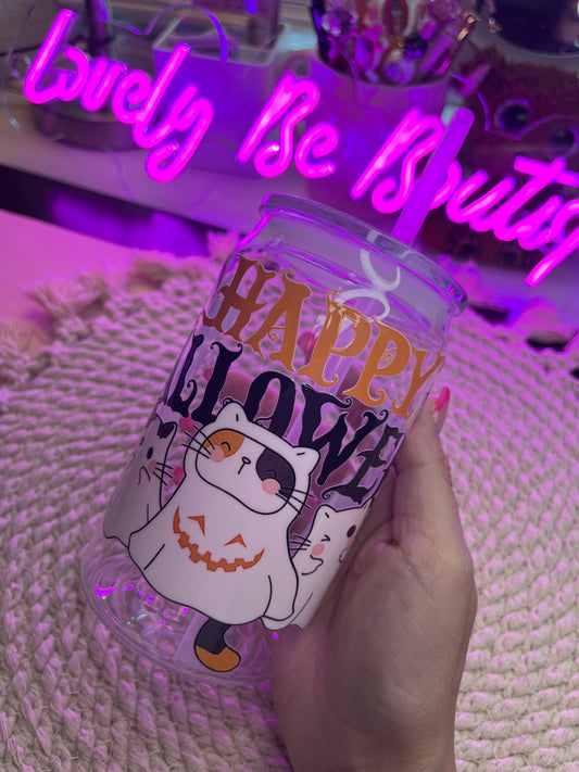 Cute kitty ghosts plastic cup