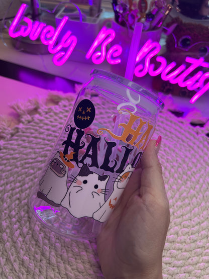 Cute kitty ghosts plastic cup