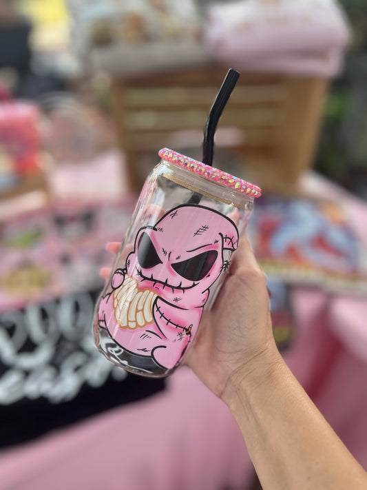 Pink Oogie bling glass tumbler