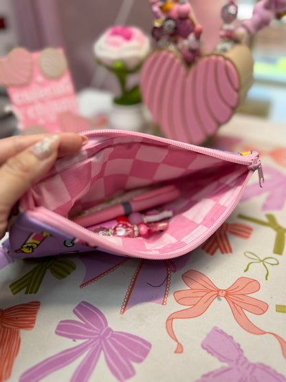 Purple kitty zipper pouch bag