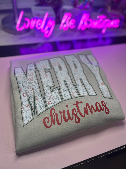 Festive Merry Christmas tan sweater