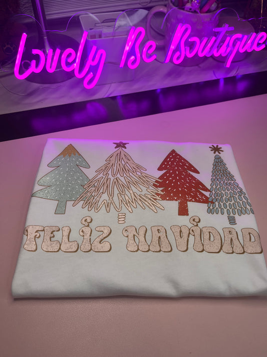 Feliz Navidad white tee