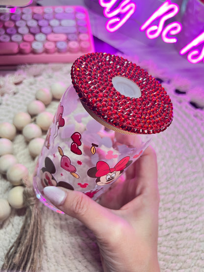 Red bling cute mouse glass cup