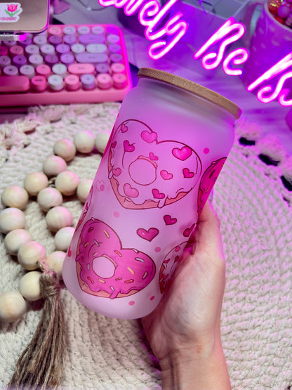 Heart Donuts glass frosted cup