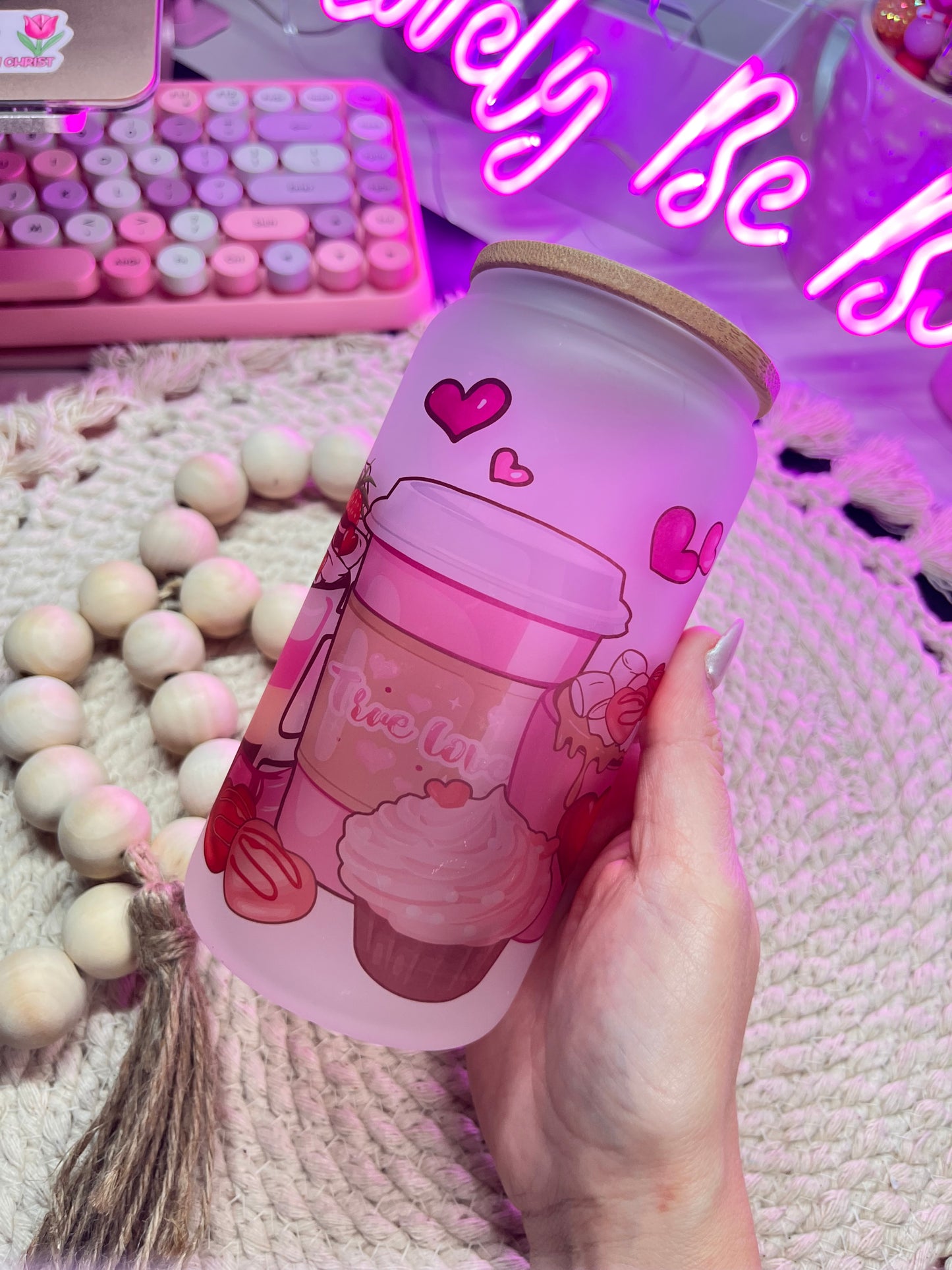 Sweet snacks frosted glass cup