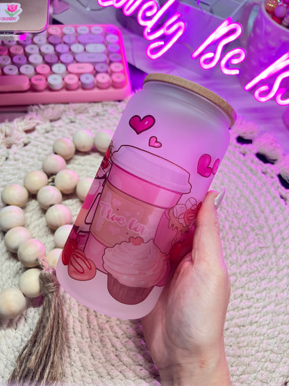 Sweet snacks frosted glass cup