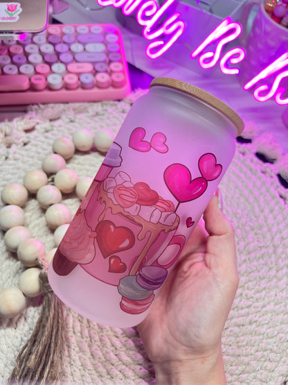 Sweet snacks frosted glass cup