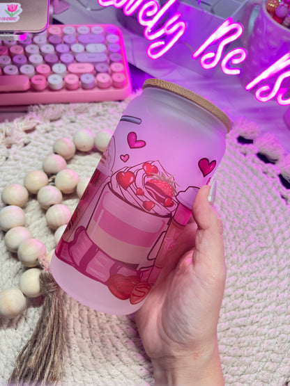 Sweet snacks frosted glass cup