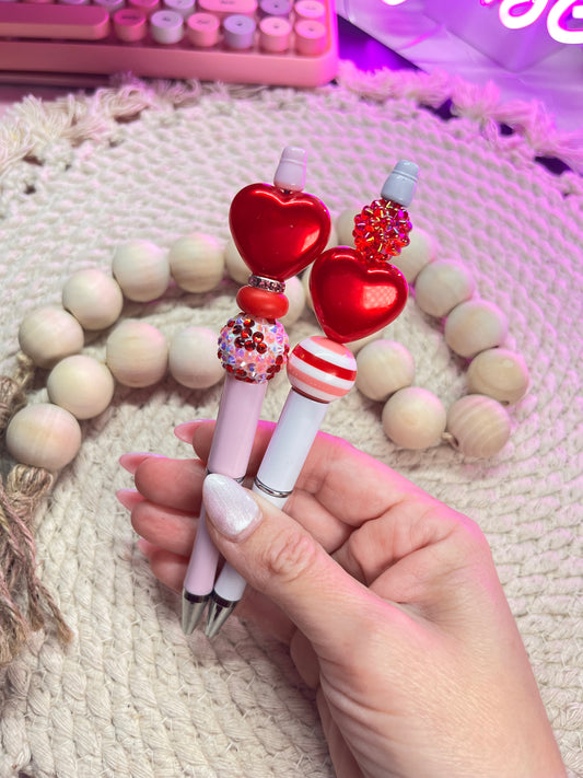 Valentines Day beaded pens