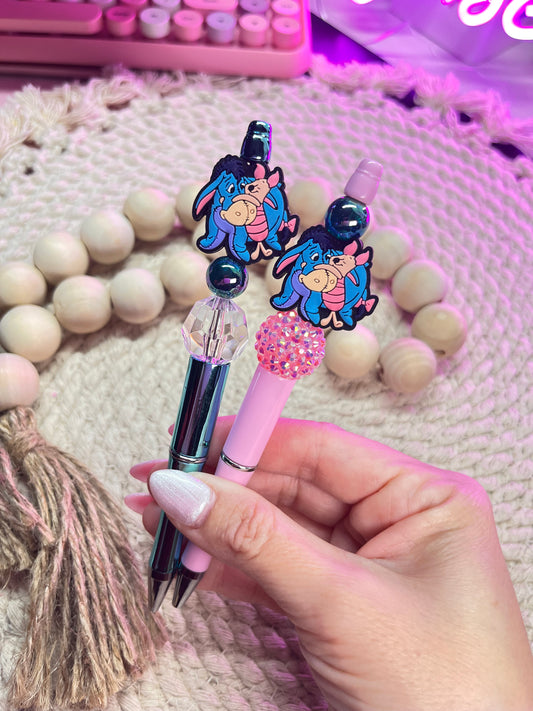 Donkey & Piglet beaded pens