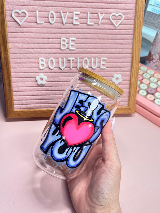 90's Jesus Loves You glass libby cup