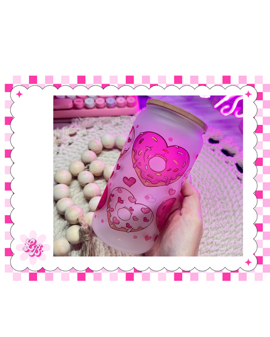 Heart Donuts glass frosted cup
