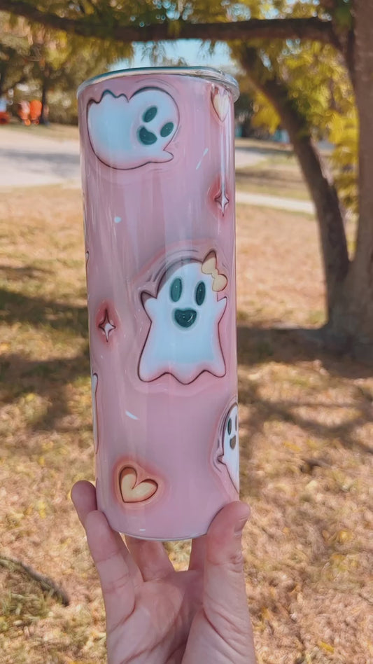 Cute ghost pink tumbler